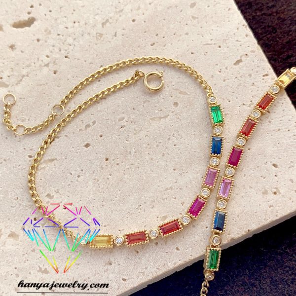 18k Gold Rainbow Gem Bracelet For Wholesale Now - Image 2